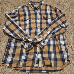 L.L. Bean Orange and Blue Casual Button Down Shirt